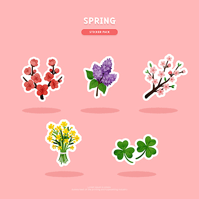 식물 디자인 꽃 예술 분홍색 컬러 부케 백그라운드 스티커 일러스트 자연 종류 그래픽 장식 빨간색 노란색 봄 클로버 모음 국내일러스트 AI파일 계절 꽃다발 생태계 파일형식 벡터