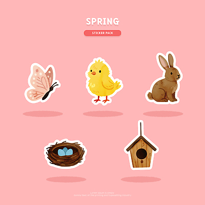 동물 디자인 어린이 예술 나비 스티커 패턴 일러스트 자연 병아리 장식 봄 토끼 이사 둥지 그림 팝 국내일러스트 AI파일 계절 곤충 무늬 포유류 조류 사람 반려동물 생태계 파일형식 벡터