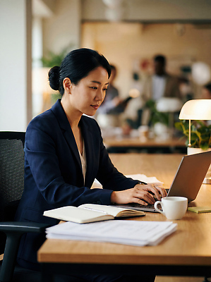 JPG 편집이미지 여자 커피 협력 실험 컴퓨터 사무실 환경 공책 자료 시간 업무 작업 비즈니스우먼 집중 책상 동료 의료성형뷰티 편집실사 AI인물포토 AI콘텐츠 음료 가구 컨셉 비즈니스 관계 문구용품 사람 전자제품 직장인 CG 파일형식 AI포토