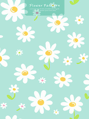 PSD 식물 디자인 꽃 컬러 백그라운드 잎 패턴 일러스트 자연 미술 그래픽 장식 노란색 봄 흰색 원형 청록색 평면 국내일러스트 도형 계절 무늬 문화예술 생태계 파일형식