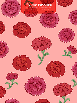PSD 식물 디자인 꽃 예술 분홍색 컬러 꽃다발 백그라운드 무늬 패턴 일러스트 벽지 그래픽 장식 인테리어 카네이션 화사함 색감 창의성 국내일러스트 컨셉 파일형식