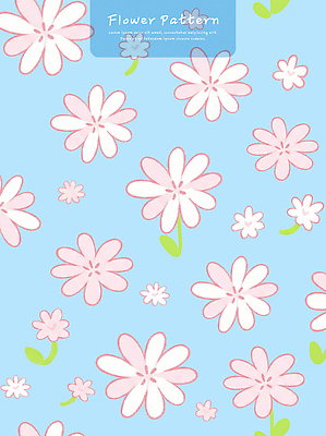 PSD 디자인 꽃 예술 분홍색 백그라운드 무늬 꽃무늬 패턴 일러스트 장식 파란색 필기구 잡지 포장지 화사함 꾸미기 생동감 스타일 국내일러스트 식물 컬러 컨셉 포장 문구용품 간행물 파일형식