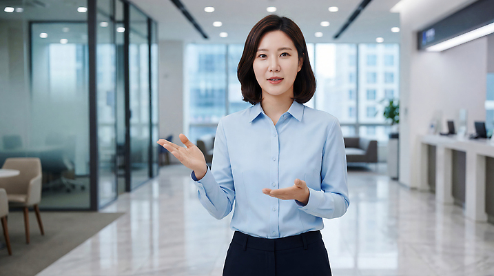 JPG 편집이미지 여자 셔츠 비즈니스 모션 회의 커뮤니케이션 대화 사람 사무실 공간 청바지 업무 발표 분위기 전문직 은행원 의료성형뷰티 편집실사 AI인물포토 AI콘텐츠 직업 컨셉 상의 바지 말하기 작업 CG 파일형식 AI포토