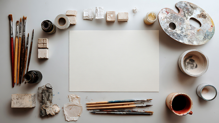 JPG 편집이미지 예술 컬러 프레임 미술 물감 도구 붓 작업 팔레트 준비 질감 예술가 화가 창의력 카피스페이스 편집실사 AI포토 AI콘텐츠 직업 문화예술 공백 미술도구 CG 파일형식