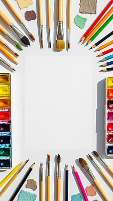 JPG 편집이미지 디자인 종이 예술 컬러 재료 프레임 미술 취미 물감 도구 붓 그림 예술가 창의력 카피스페이스 편집실사 AI포토 AI콘텐츠 문화예술 공백 미술도구 CG 파일형식