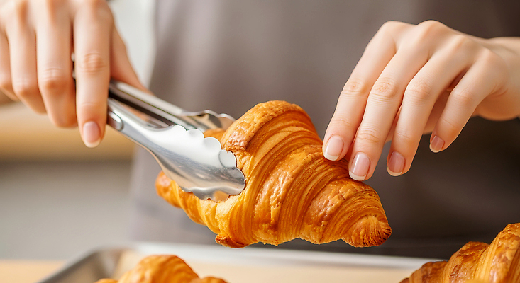 JPG 편집이미지 손 음식 빵 아침 디저트 집게 요리 제과 주방 빵집 도구 크루아상 향기 제빵 제빵사 의료성형뷰티 편집실사 AI인물포토 AI콘텐츠 주간 직업 신체부위 제과제빵 상점 CG 냄새 파일형식 AI포토