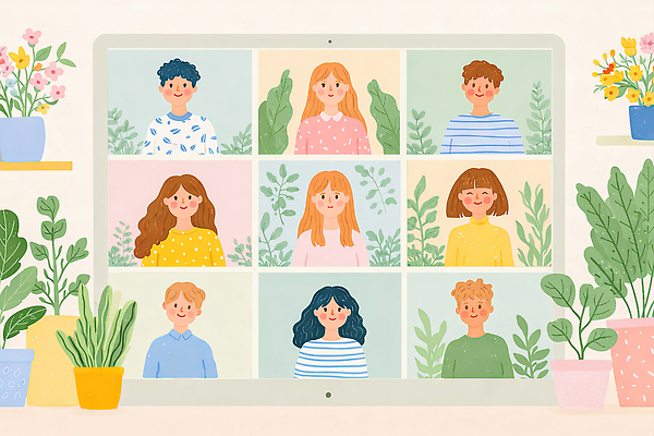 JPG 식물 화초 얼굴 일러스트 가족 자연 회의 주택 대화 사람 친구 세계 사무실 디지털 스크린 그룹 연결 동료 비디오 소통 온라인강의 국내일러스트 AI일러스트 AI콘텐츠 컨셉 비즈니스 관계 말하기 건물 신체부위 강의 생태계 파일형식 언택트