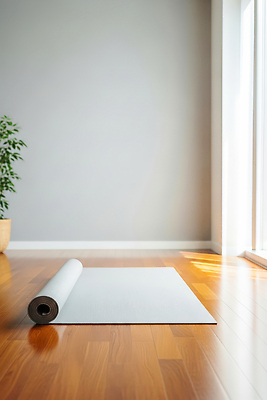 JPG 식물 편집이미지 요가 휴식 주택 실내 운동 햇빛 헬스 스트레칭 공간 방 매트 편안함 나무바닥 편집실사 AI포토 AI콘텐츠 웰빙 컨셉 바닥 건강 내부 건물 태양 감각 CG 파일형식