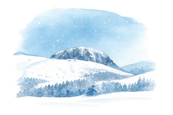 JPG 나무 예술 겨울 일러스트 자연 하늘 날씨 수채화 산 풍경 야외 흰색 그림 제주도여행 눈내림 겨울풍경 산맥 국내일러스트 AI일러스트 AI콘텐츠 식물 계절 컬러 여행 눈_날씨 제주도 생태계 파일형식