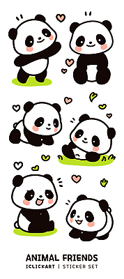 동물 캐릭터 디자인 컬러 포즈 스티커 일러스트 모션 놀이 사랑 웃음 초원 장식 친구 귀여움 마음 표현 판다 그림 국내일러스트 AI파일 감정 컨셉 곰 관계 표정 파일형식 벡터