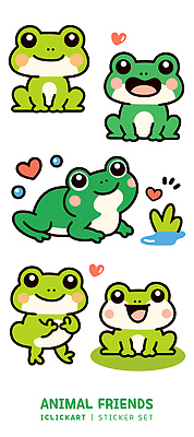 동물 캐릭터 디자인 컬러 스티커 일러스트 모션 개구리 사랑 장식 친구 세트 귀여움 표현 물가 즐거움 그림 국내일러스트 AI파일 감정 컨셉 관계 양서류 풍경 파일형식 벡터