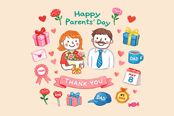 PSD 디자인 기념일 꽃 행복 어린이 일러스트 가족 모션 선물 사랑 웃음 축하 표현 휴일 어버이날 그림 감사 국내일러스트 식물 감정 컨셉 관계 표정 사람 이벤트 파일형식