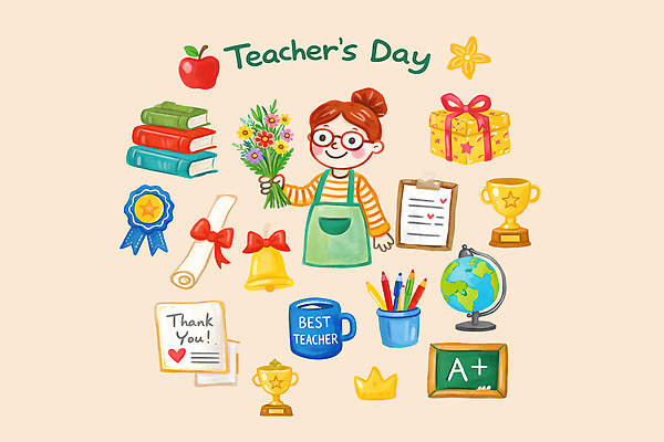 PSD 학생 교육 기념일 꽃다발 일러스트 교실 문구용품 색연필 선물 장식 책 학습 연필 지구본 교사 공책 칼날 스승의날 상패 즐거움 감사 국내일러스트 직업 꽃 감정 학교 학용품 이벤트 필기구 상_우승 오브젝트 파일형식