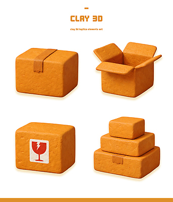 모양 PSD 편집이미지 디자인 예술 컬러 포장 상자 쌓기 작업 오픈 배송 오브젝트 택배 점토 조형 물류 창작 편집3D 모션 3D 운송업 파일형식