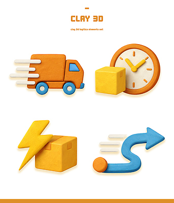 PSD 모델 편집이미지 디자인 화살표 시계 세트 상자 3D 트럭 운송업 전기에너지 번개 배송 택배 점토 물류 창작 편집3D 산업 자동차 날씨 에너지 디지털합성 파일형식