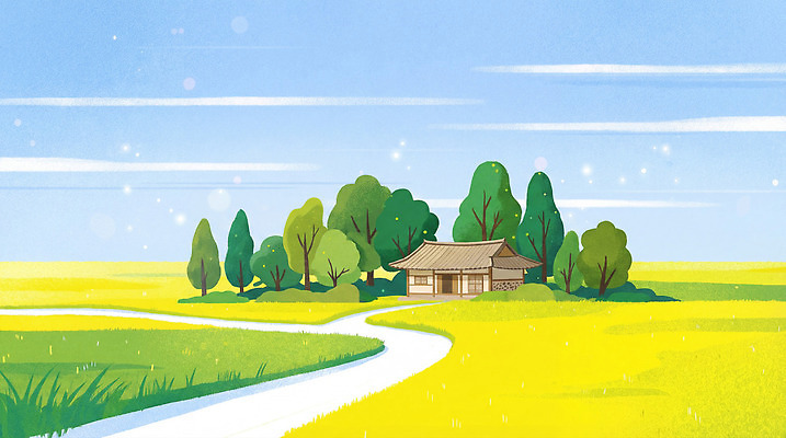 JPG 나무 길 밭 일러스트 자연 하늘 주택 풍경 초원 초록색 여름 햇빛 깨끗함 산책로 농촌 시골 조경 평야 국내일러스트 AI일러스트 AI콘텐츠 식물 계절 컬러 컨셉 농업 건물 태양 생태계 파일형식