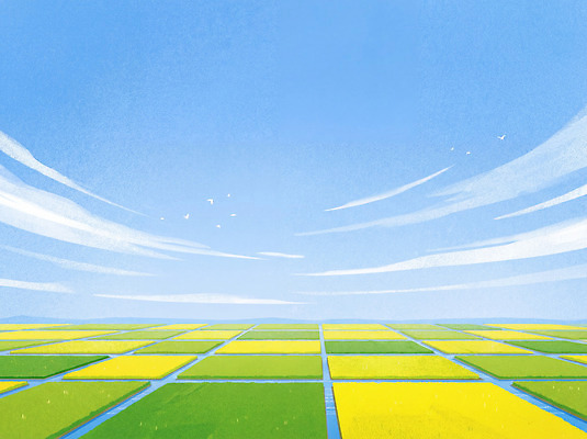 JPG 계절 밭 농업 일러스트 자연 조류 하늘 생명 바람 논 풍경 초원 초록색 여름 농작물 햇빛 노란색 자유 농촌 농부 국내일러스트 AI일러스트 AI콘텐츠 자연요소 동물 직업 산업 컬러 컨셉 날씨 태양 시골 생태계 파일형식