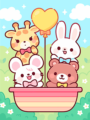 캐릭터 여자 남자 리본 일러스트 곰 놀이 야외 친구 노란색 귀여움 토끼 생일 쥐 숲 기린 즐거움 풍선 국내일러스트 AI파일 동물 기념일 감정 컬러 컨셉 포유류 관계 사람 반려동물 설치류 파일형식 벡터