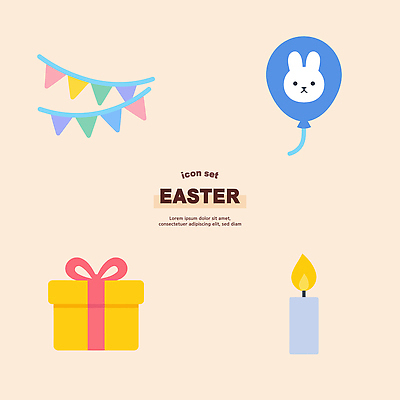 클립아트 디자인 기념일 컬러 일러스트 초 부활절 기념 선물 이벤트 그래픽 장식 세트 장난감 축제 깃발 생일 즐거움 풍선 국내일러스트 AI파일 감정 파일형식 벡터
