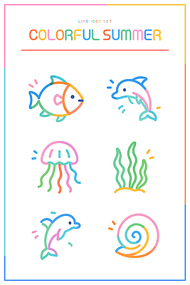 캐릭터 디자인 선 바다 컬러 라인일러스트 일러스트 조개 생물 어류 그래픽 여름 수영 수중동물 해조류 돌고래 수족관 해파리 국내일러스트 AI파일 동물 계절 포유류 어패류 수상스포츠 해양식물 자포동물 파일형식 벡터