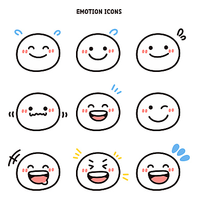 디자인 감정 상징 일러스트 커뮤니케이션 표정 미소 웃음 친구 귀여움 놀람 기쁨 슬픔 분노 표현 즐거움 그림 이모티콘 단순화된 국내일러스트 AI파일 컨셉 관계 파일형식 벡터