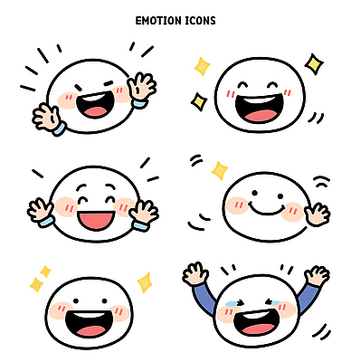 캐릭터 디자인 행복 감정 문화 일러스트 표정 손짓 그래픽 기쁨 표현 즐거움 그림 긍정 이모티콘 스타일 국내일러스트 AI파일 컨셉 모션 파일형식 벡터