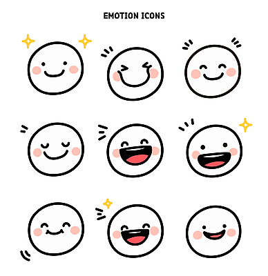 디자인 행복 감정 상징 일러스트 표정 미소 웃음 사람 기쁨 다양 표현 원형 즐거움 그림 이모티콘 단순화된 국내일러스트 AI파일 도형 다수 파일형식 벡터