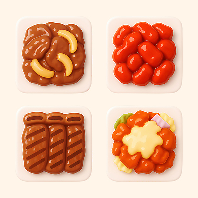 PSD 편집이미지 접시 한식 음식 컬러 과일 재료 반찬 요리 중식 맛 간장 편집3D 식기 컨셉 3D 양념 파일형식