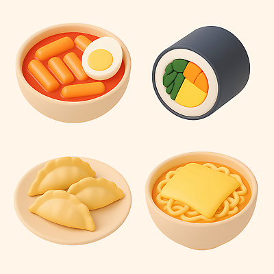 PSD 편집이미지 그릇 접시 한식 채소 밥 육류 요리 식사 해산물 만두 김밥 볶음면 어묵탕 편집3D 식기 음식 식재료 3D 탕 파일형식