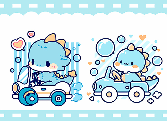 동물 캐릭터 디자인 컬러 일러스트 자동차 사랑 파란색 장난감 노란색 귀여움 운전 아기 스케치 즐거움 공룡 그림 심플 테마 일러캐릭터 AI파일 감정 육상교통 컨셉 파충류 모션 미술 사람 파일형식 벡터