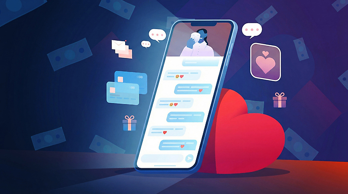 JPG 문자 돈 일러스트 텍스트 기술 대화 선물 사랑 스마트폰 디지털 스크린 기계 하트 메시지 어플리케이션 연결 소통 사이버범죄 소셜미디어 사용자 국내일러스트 AI일러스트 AI콘텐츠 모양 감정 컨셉 말하기 핸드폰 스마트기기 범죄 재산 파일형식