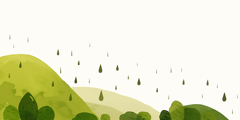 JPG 나무 식물 일러스트 자연 하늘 날씨 산 풍경 초록색 물 환경 물방울 체험 숲 언덕 곡우 국내일러스트 AI일러스트 AI콘텐츠 자연요소 컬러 컨셉 절기 생태계 파일형식
