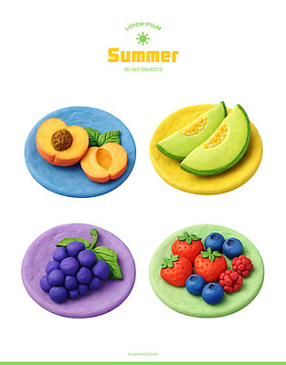 PSD 편집이미지 접시 음식 컬러 과일 딸기 포도 디저트 여름음식 건강 종류 여름 식사 멜론 블루베리 복숭아 제철음식 편집3D 식기 계절 3D 제철 파일형식 여름_계절