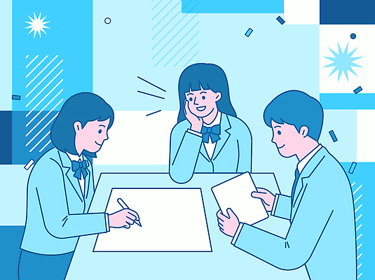 학생 손 종이 일러스트 학교 청소년 탁자 회의 협력 아이디어 표정 대화 웃음 학습 사무실 기록 작업 계획 그림 국내일러스트 AI파일 교육 가구 컨셉 비즈니스 말하기 사람 신체부위 파일형식 벡터