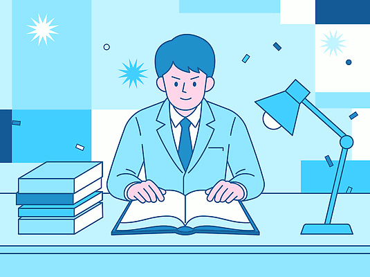 캐릭터 남자 무늬 일러스트 조명 책 파란색 학습 스터디 독서 환경 스크린 방 교양 흰색 서재 집중 책상 국내일러스트 AI파일 교육 컬러 가구 컨셉 사람 파일형식 벡터