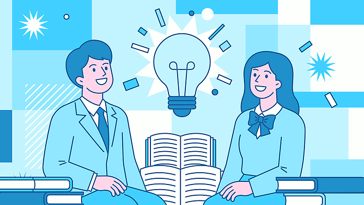 도형 학생 컬러 백그라운드 일러스트 모션 탁자 커뮤니케이션 아이디어 실험 대화 책 학습 교양 정보 체험 토론 창의성 대면 국내일러스트 AI파일 교육 가구 컨셉 말하기 파일형식 벡터