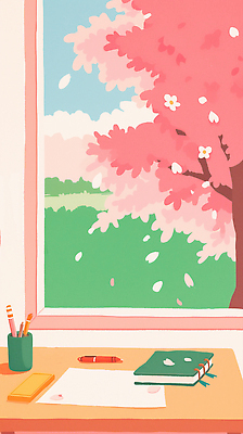 JPG 나무 계절 꽃잎 일러스트 창문 자연 날씨 문구용품 풍경 일상 생활 사무실 햇빛 환경 봄 벚꽃 책상 뷰티풀 국내일러스트 식물 꽃 가구 비즈니스 라이프 태양 오브젝트 생태계 파일형식