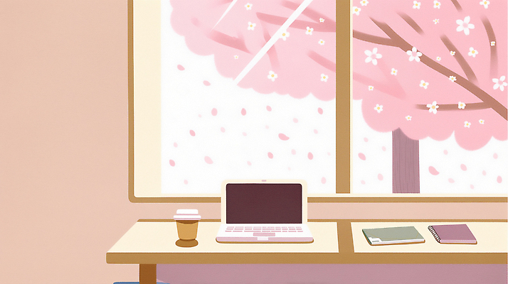 JPG 디자인 커피 일러스트 창문 자연 탁자 휴식 풍경 일상 노트북 학습 사무실 필기구 사무용품 공책 봄 방 벚꽃 작업 자원 창의성 국내일러스트 계절 교육 꽃 음료 가구 컨셉 비즈니스 문구용품 라이프 전자제품 생태계 파일형식