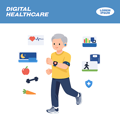 남자 일러스트 모션 그래프 운동 걷기 건강관리 디지털 운동기구 헬스 자료 기계 당근 헬스장 수면 맥박 사과 건강식품 웨어러블 국내일러스트 AI파일 음식 과일 의학 뿌리채소 건강 관리 사람 물 파일형식 벡터