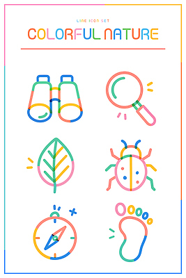 식물 동물 기호 디자인 선 컬러 일러스트 자연 나뭇잎 생물 환경 쌍안경 탐험 관찰 벌레 나침반 발자국 확대경 창의성 국내일러스트 AI파일 문자 곤충 잎 자국 모션 망원경 생태계 파일형식 벡터