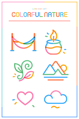 모양 디자인 선 컬러 잎 일러스트 촛불 자연 산 형상 그래픽 태양 하트 배열 그림 해먹 꾸밈 국내일러스트 AI파일 자연요소 식물 초 침대 생태계 파일형식 벡터