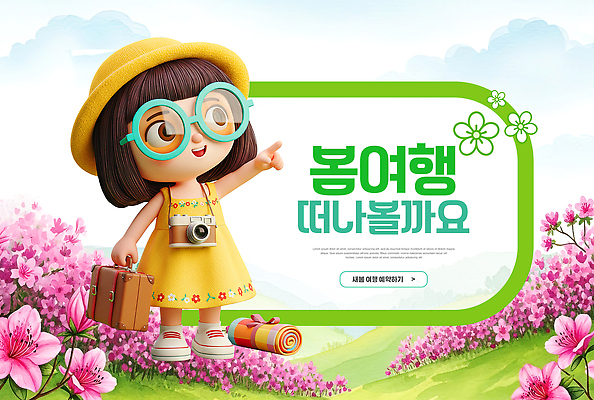 PSD 편집이미지 캐릭터 드레스 꽃 어린이 여행 가방 손가락 자연 소풍 카메라 봄 탐험 가리킴 즐거움 출발 봄여행 이미지편집 식물 손 잡화 옷 계절 감정 컨셉 사람 손짓 전자제품 야외활동 생태계 파일형식