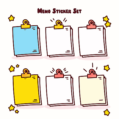 디자인 종이 컬러 백그라운드 스티커 일러스트 비즈니스 도안 아이디어 세트 필기구 공책 공간 메모지 작업 클립 정리 편리함 마무리 활용 국내일러스트 AI파일 컨셉 문구용품 사무용품 파일형식 벡터