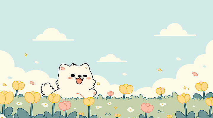 동물 꽃 행복 분홍색 꽃밭 일러스트 자연 하늘 웃음 풍경 일상 반려동물 노란색 귀여움 봄 강아지 놀기 일러캐릭터 AI파일 식물 캐릭터 계절 감정 컬러 컨셉 모션 표정 라이프 개 생태계 파일형식 벡터