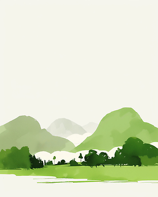 JPG 나무 여유 예술 일러스트 자연 하늘 산 밝음 풍경 초록색 평화 감상 땅 그림 일과 조화 춘분 평야 국내일러스트 AI일러스트 AI콘텐츠 식물 감정 컬러 컨셉 절기 생태계 파일형식