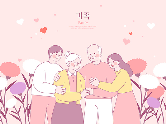노년 꽃 행복 어린이 백그라운드 라인일러스트 일러스트 가족 안기 함께함 따뜻함 사랑 미소 여러명 성인 모임 만남 하트 표현 장면 가정의달 소통 유대감 국내일러스트 AI파일 모양 식물 감정 다수 컨셉 관계 모션 표정 사람 5월 파일형식 벡터