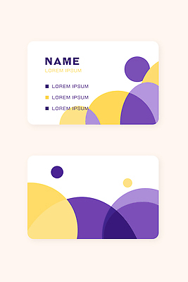 모양 템플릿 디자인 컬러 백그라운드 곡선 비즈니스 명함 그래픽 세트 노란색 보라색 정보 원형 이름 모던 대칭 미니멀 이미지템플릿 AI파일 도형 선 파일형식 벡터
