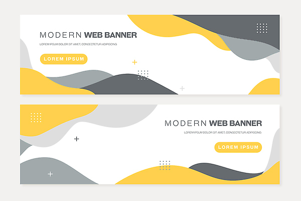 템플릿 디자인 배너템플릿 가로배너 물결 컬러 그래픽 세트 노란색 회색 흰색 알림 웨이브 마케팅 인터페이스 웹배너 사용자 AI파일 배너 웹템플릿 가로 파일형식 벡터