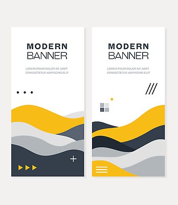 모양 템플릿 디자인 배너 배너템플릿 세로배너 물결 예술 선 컬러 패턴 그래픽 세트 노란색 회색 모던 웨이브 기하학 나란히 인쇄물 창의성 미니멀 AI파일 무늬 세로 파일형식 벡터