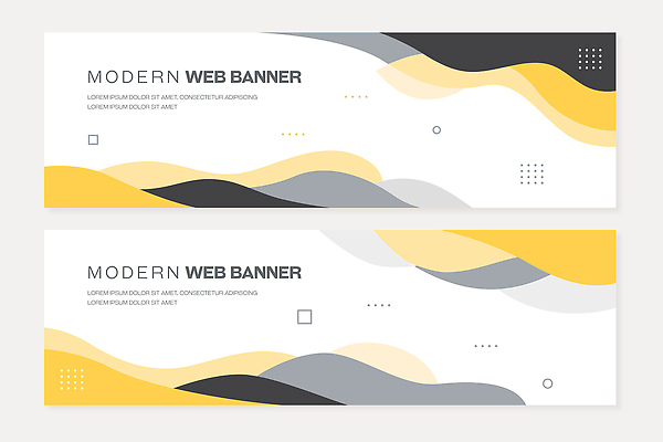 템플릿 배너템플릿 가로배너 물결 텍스트 그래픽 세트 노란색 회색 알림 웨이브 마케팅 웹배너 AI파일 배너 컬러 웹템플릿 가로 파일형식 벡터